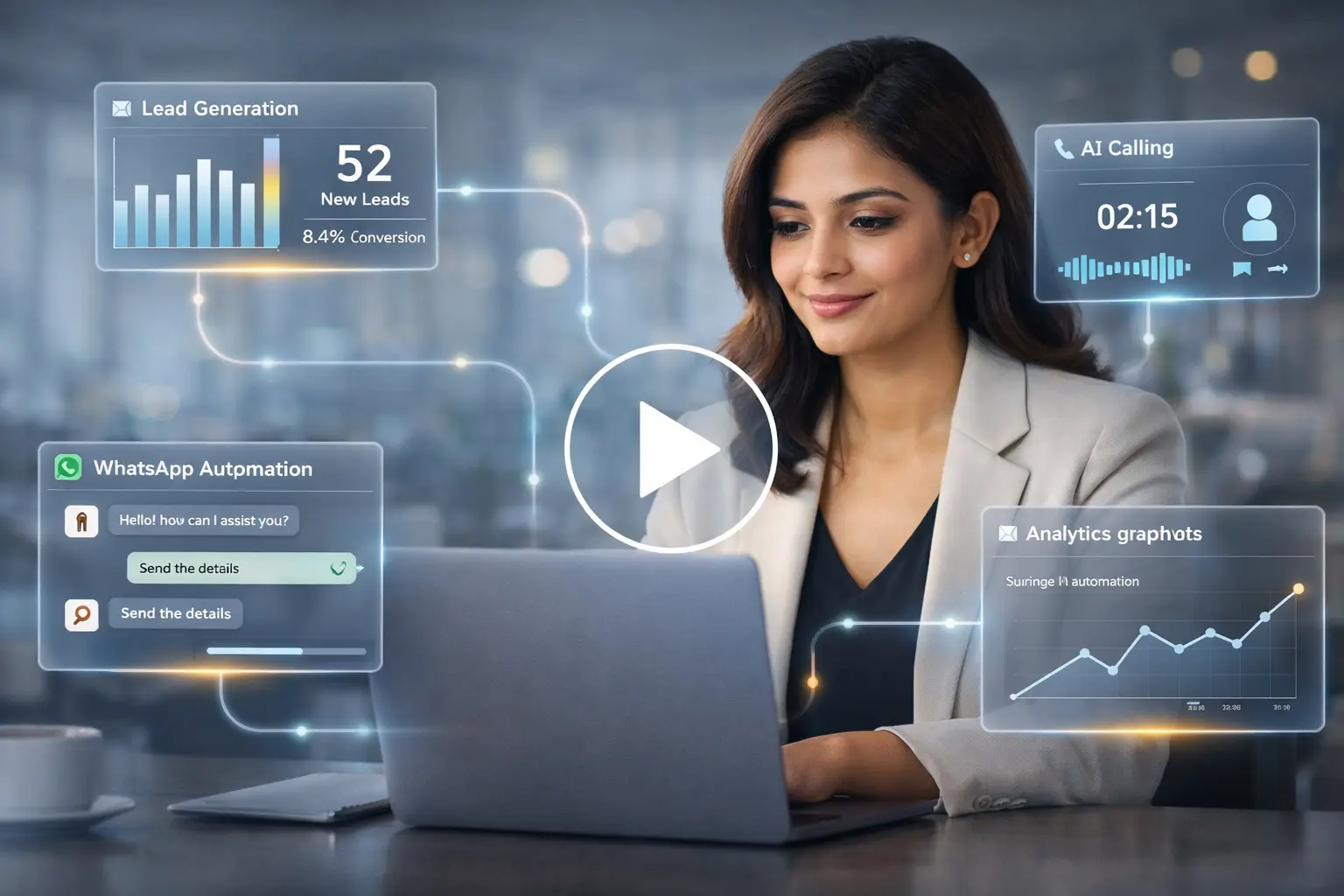 AI automation case study preview for business lead generation and support