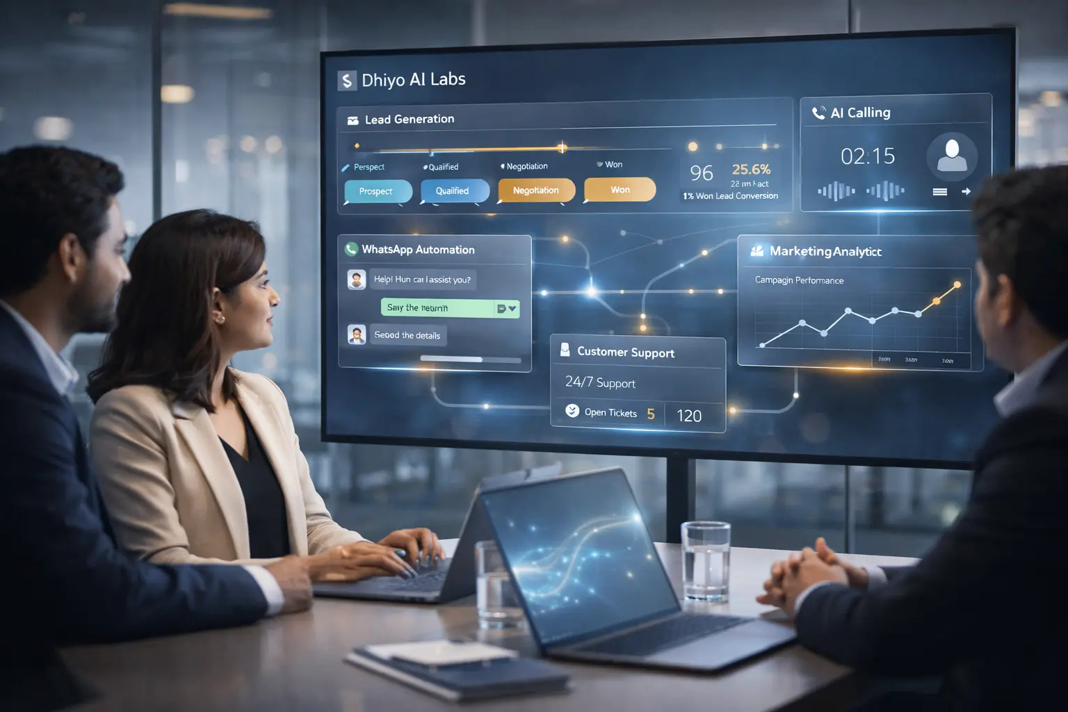 Product demo preview of AI business automation dashboard